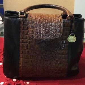 Brahim leather handbag 👜 Brown croc & Black EUC